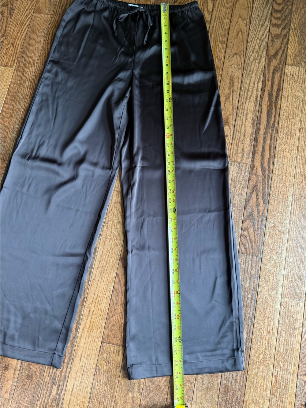 Brown Satin Elastic Drawstring Pants - Picture 4 of 5